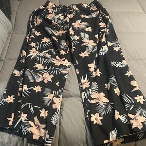 SHEIN Black and Pink Floral Pants